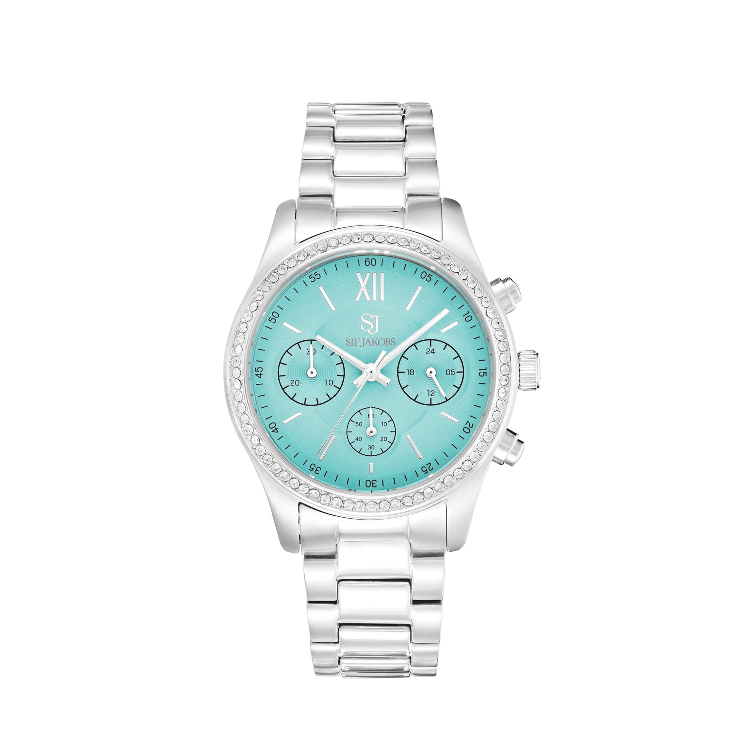 Stainless steel Silver | Turquoise dial and white zirconia