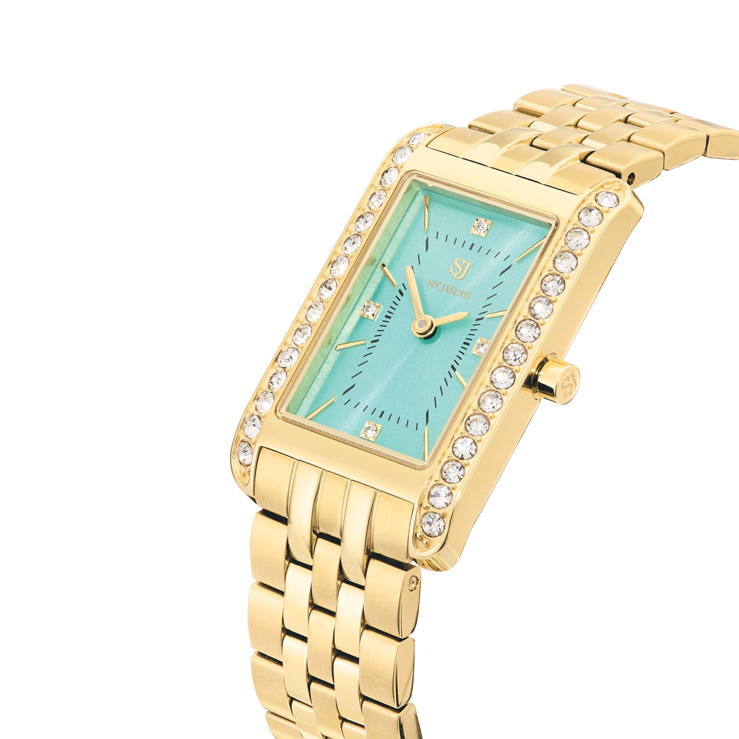 Stainless steel gold | Turquoise dial and white zirconia