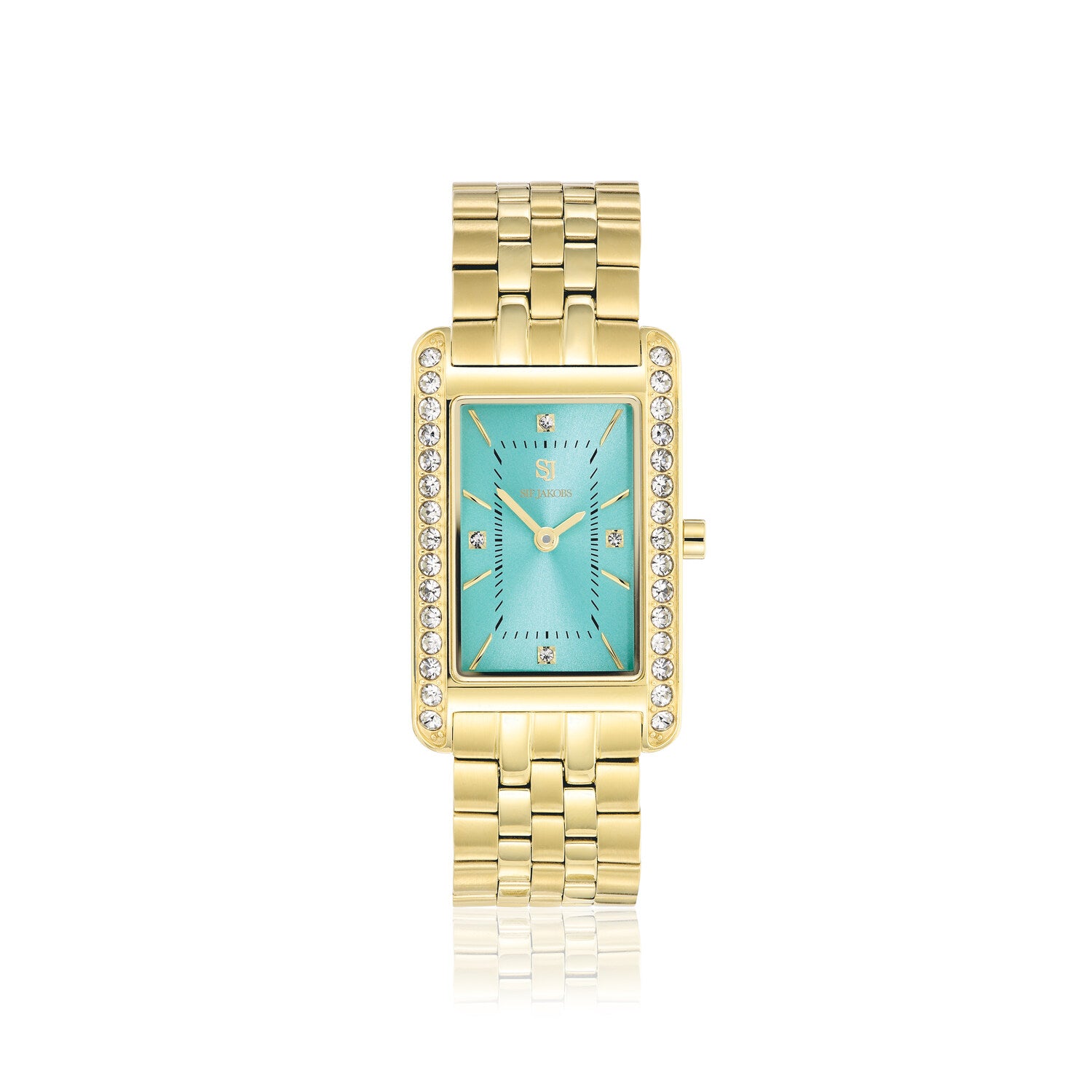 Stainless steel gold | Turquoise dial and white zirconia