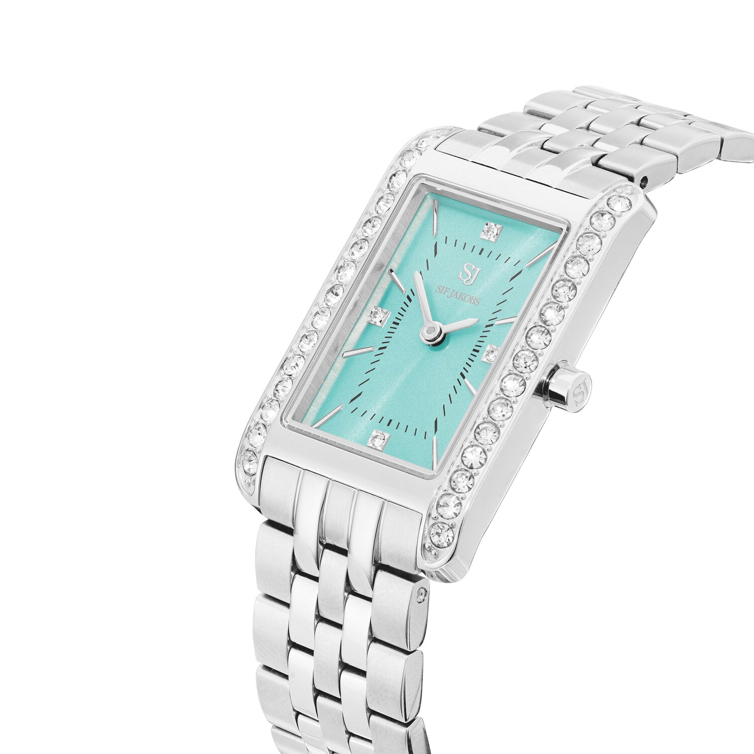 Stainless steel Silver | Turquoise dial and white zirconia