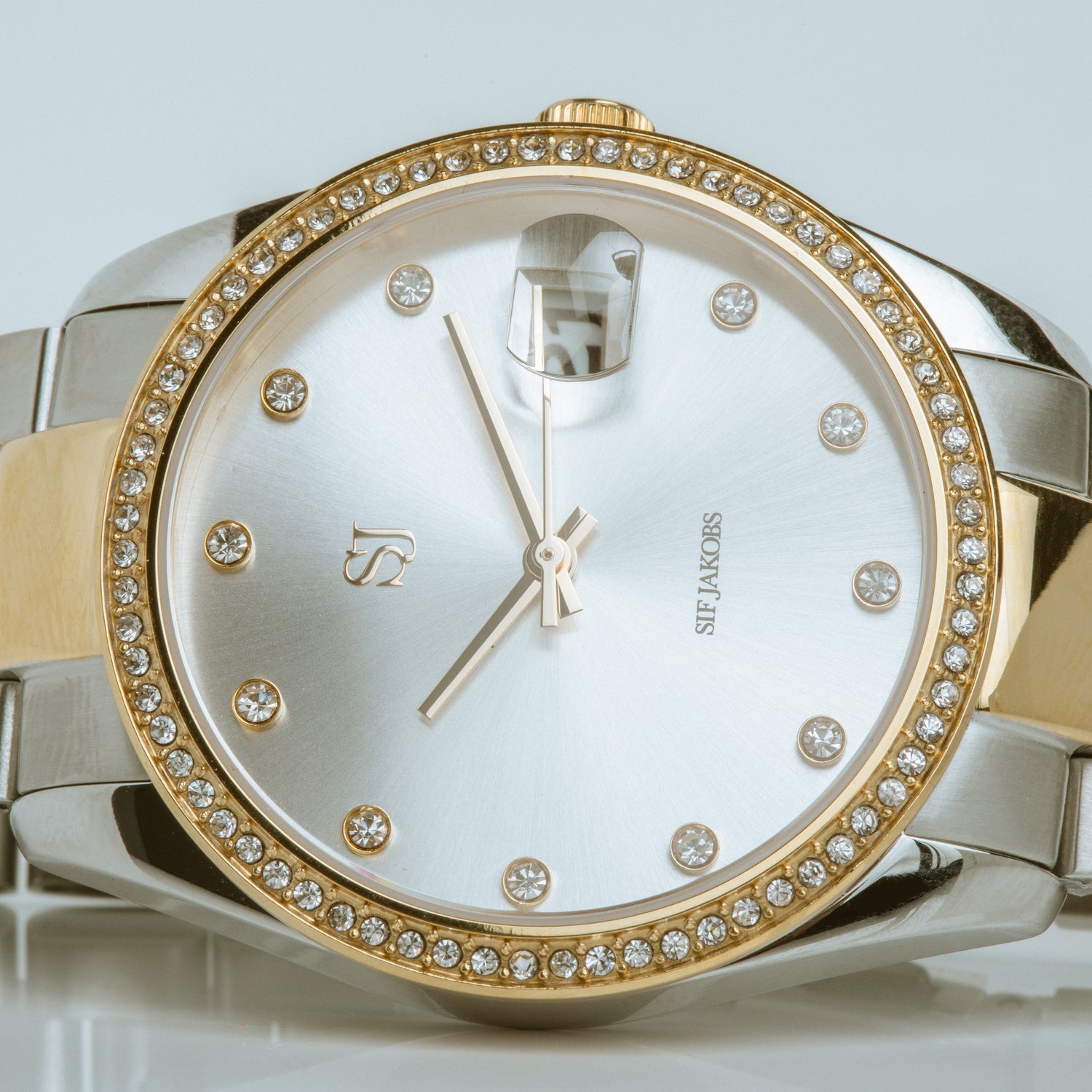 Stainless steel silver & gold | Silver dial and white zirconia