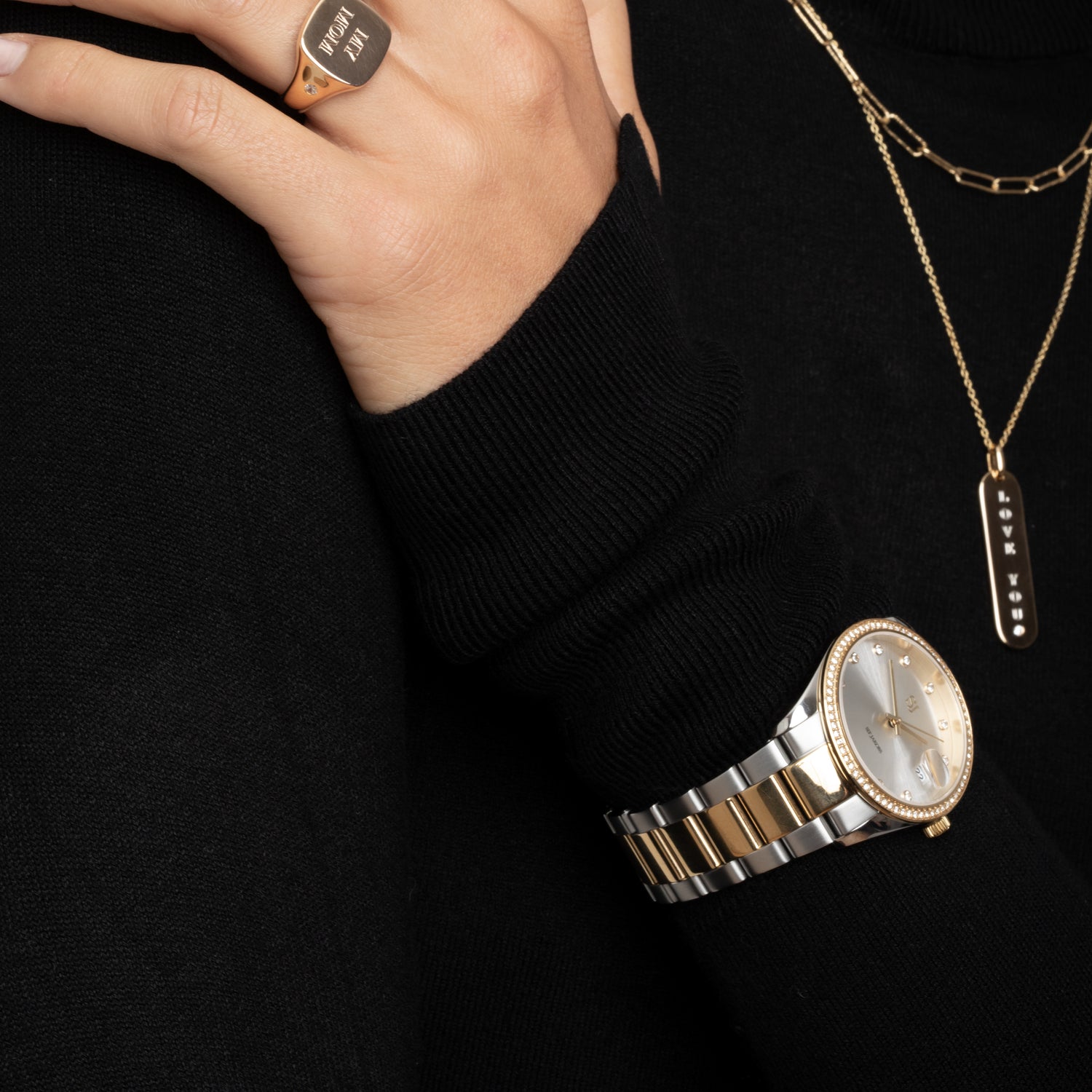 Stainless steel silver & gold | Silver dial and white zirconia