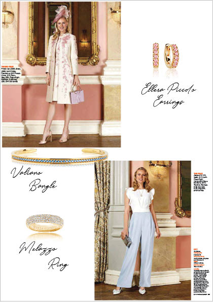  Sif Jakobs Jewelery bangle, ring and earrings in Daily Express - gold with white - blue - pink zirconia
