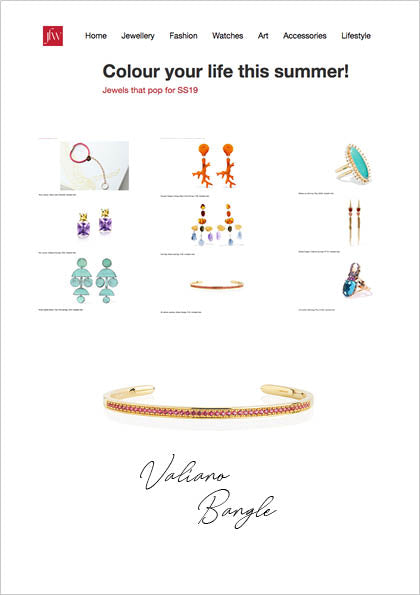  Sif Jakobs Jewelery Valiano bangle in JFW MAGAZINE - gold with red zirconia