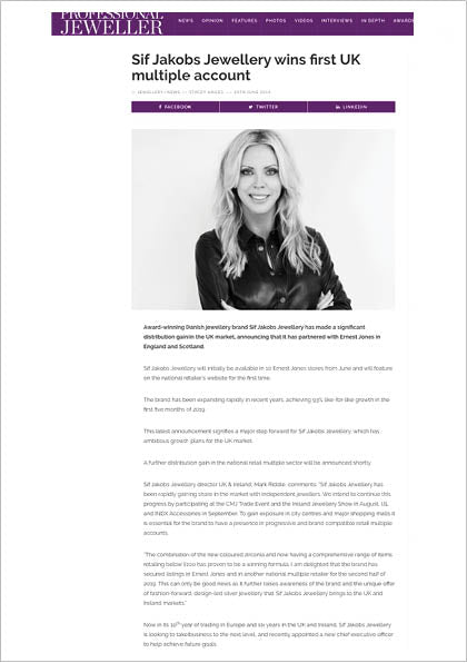 Sif Jakobs Jewellery in Professional Jeweller 