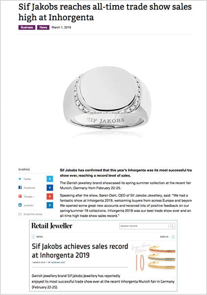  Sif Jakobs Jewelery Follina ring in Retail Jeweler - silver with white zirconia - engraving - engraved