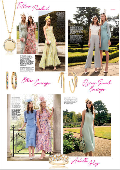 Sif Jakobs Jewelery Ring, pendant and Earrings in Sunday Express - Gold with Multicolored White Zirconia