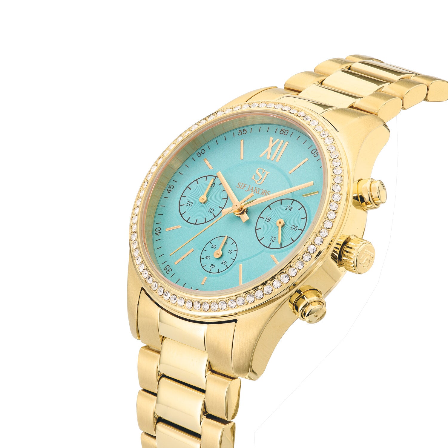 Stainless steel gold | Turquoise dial and white zirconia