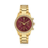 Stainless steel gold | Burgundy dial and white zirconia