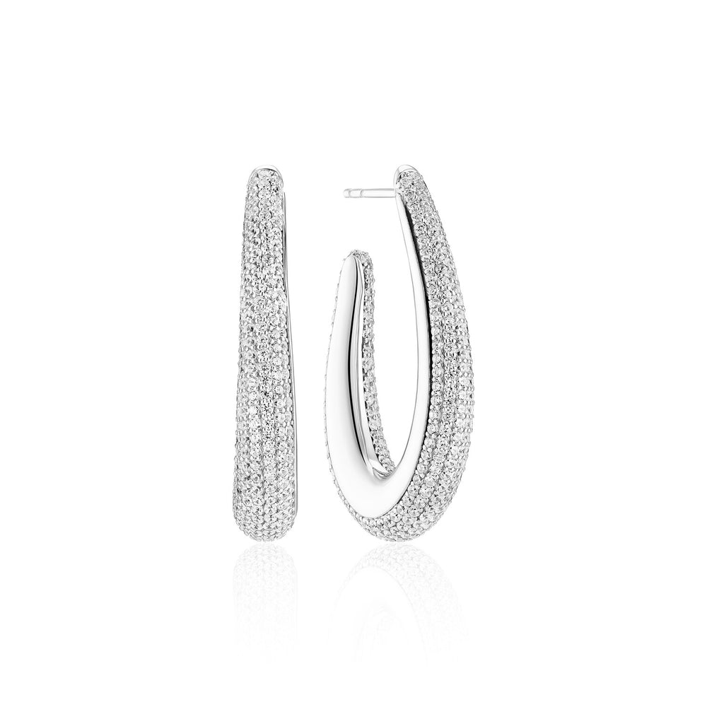Sif Jakobs Jewellery Orecchini SJ-E338-CZ – Cerchio In Argento Rodiato Con Zirconi Bianchi, Ø 14mm
