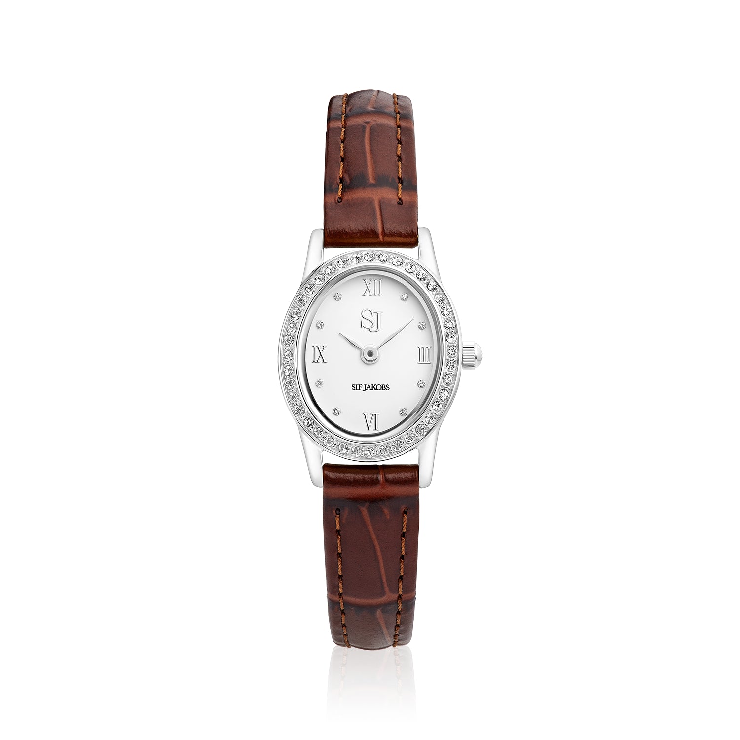Stainless steel Silver | Brown leather strap