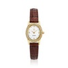 Stainless steel gold | Brown leather strap