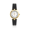 Stainless steel gold | Black leather strap