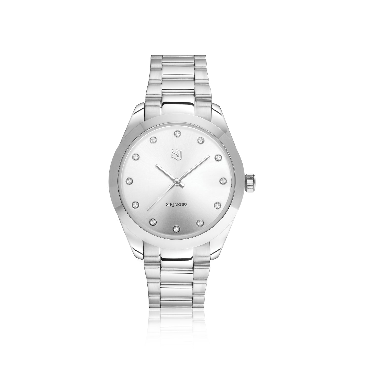 Stainless steel Silver | Silver dial and white zirconia
