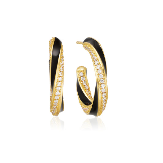 Earrings Ferrara Nero Creolo Medio