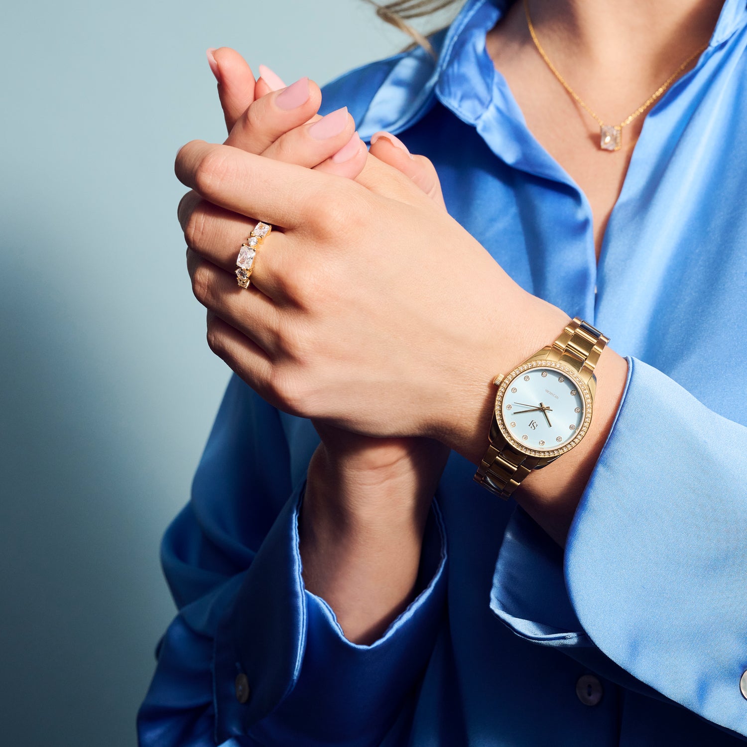 Stainless steel gold | Blue dial