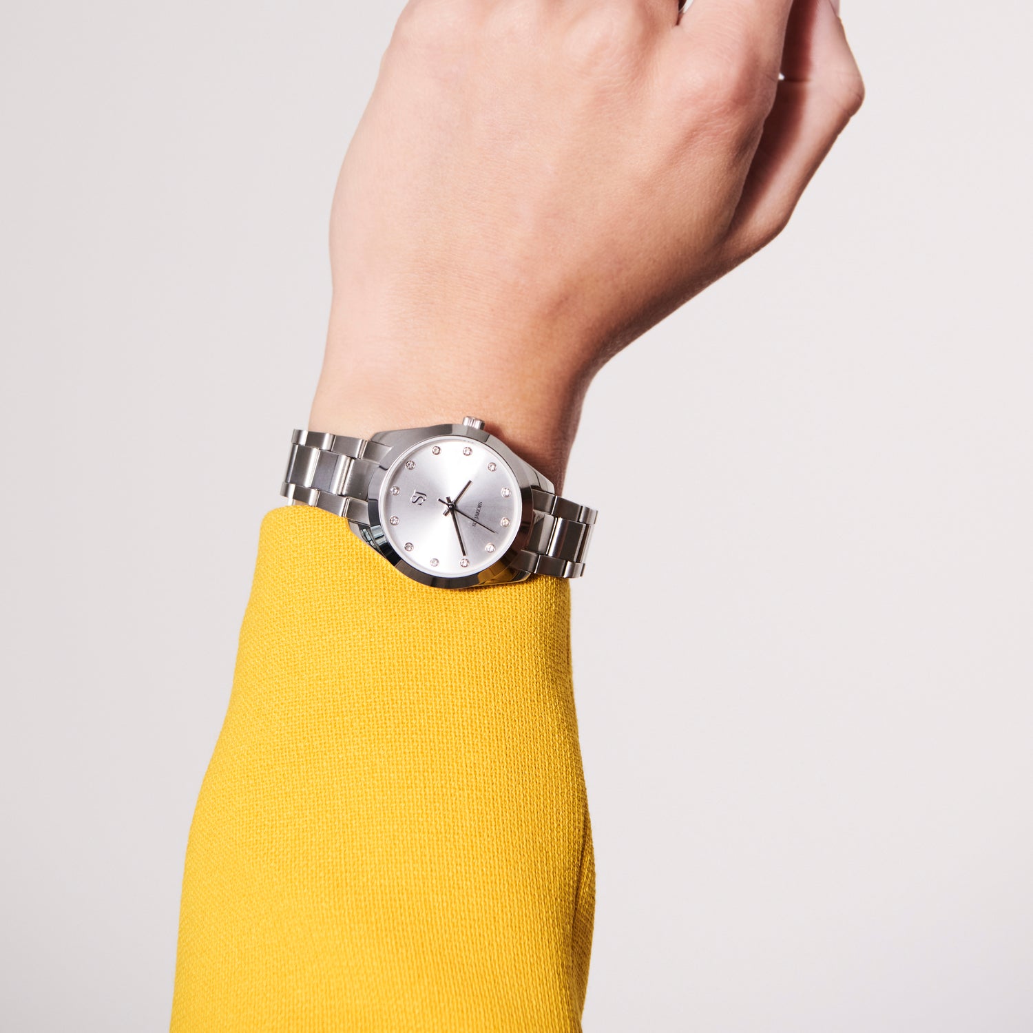 Stainless steel Silver | Silver dial and white zirconia